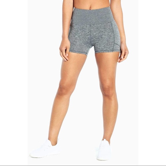 Zobha Pants - Zobha Grey Marled Bailey Short Cellphone Pocket Spandex Shorts - Medium